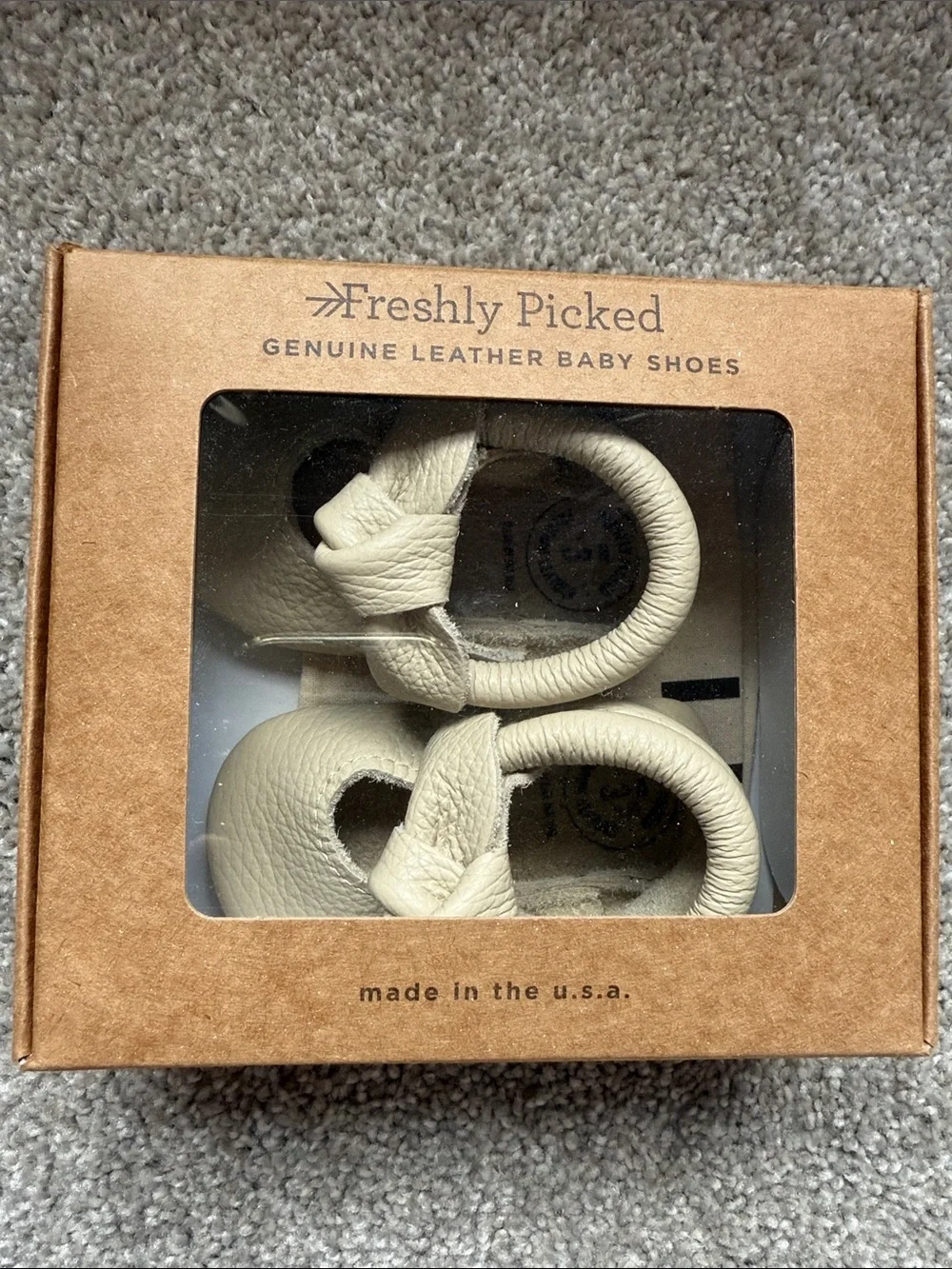 Freshly Picked Leather Knotted Bow Moccasins Baby Shoes in Birch